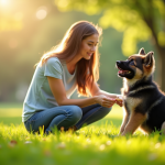 Chiot berger allemand assis dans un parc ensoleille