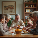 Famille multigenerational autour d'une table en intérieur