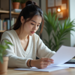 Jeune femme concentrée dans un bureau moderne