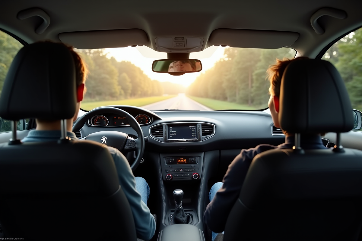 Intérieur Peugeot 308 2015 vue depuis le siège arrière