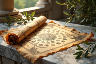 Ancien parchemin illustrant la genealogie des dieux grecs