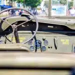 gray car steering wheel